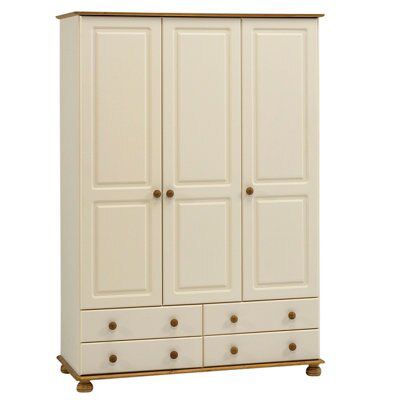 Oslo Cream Pine 4 Drawer Triple Wardrobe H 1853mm W 1296mm D 570mm