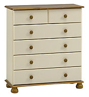 Oslo Cream Pine 6 Drawer 2 over 4 Chest (H)901mm (W)823mm (D)383mm