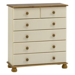Oslo Cream Pine 6 Drawer 2 over 4 Chest (H)901mm (W)823mm (D)383mm
