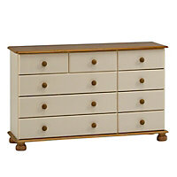 Oslo Cream Pine 7 Drawer Chest of drawers (H)741mm (W)1206mm (D)383mm