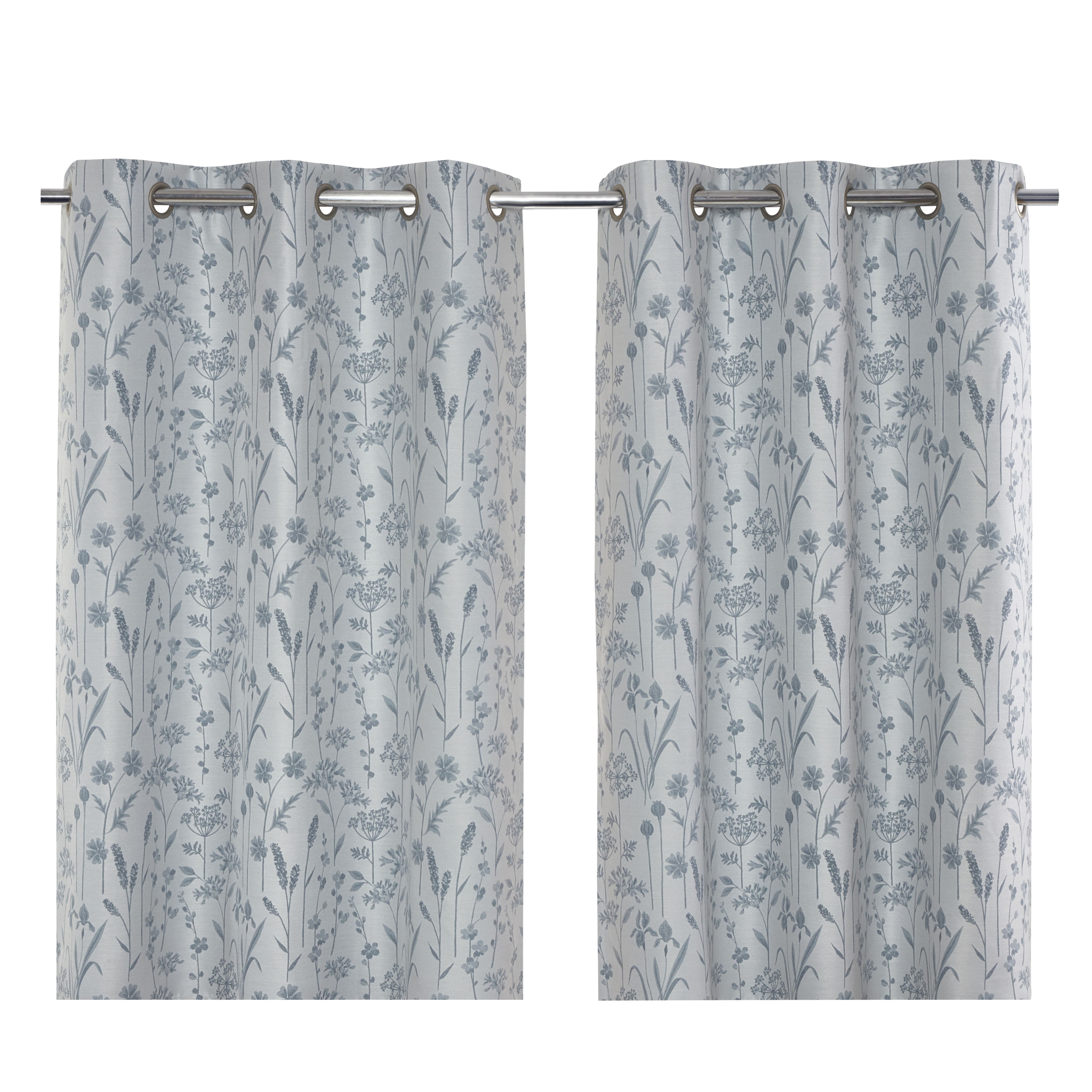 Otema Light Blue Herbarium Lined Eyelet Curtain (W)167cm (L)183cm, Pair ...