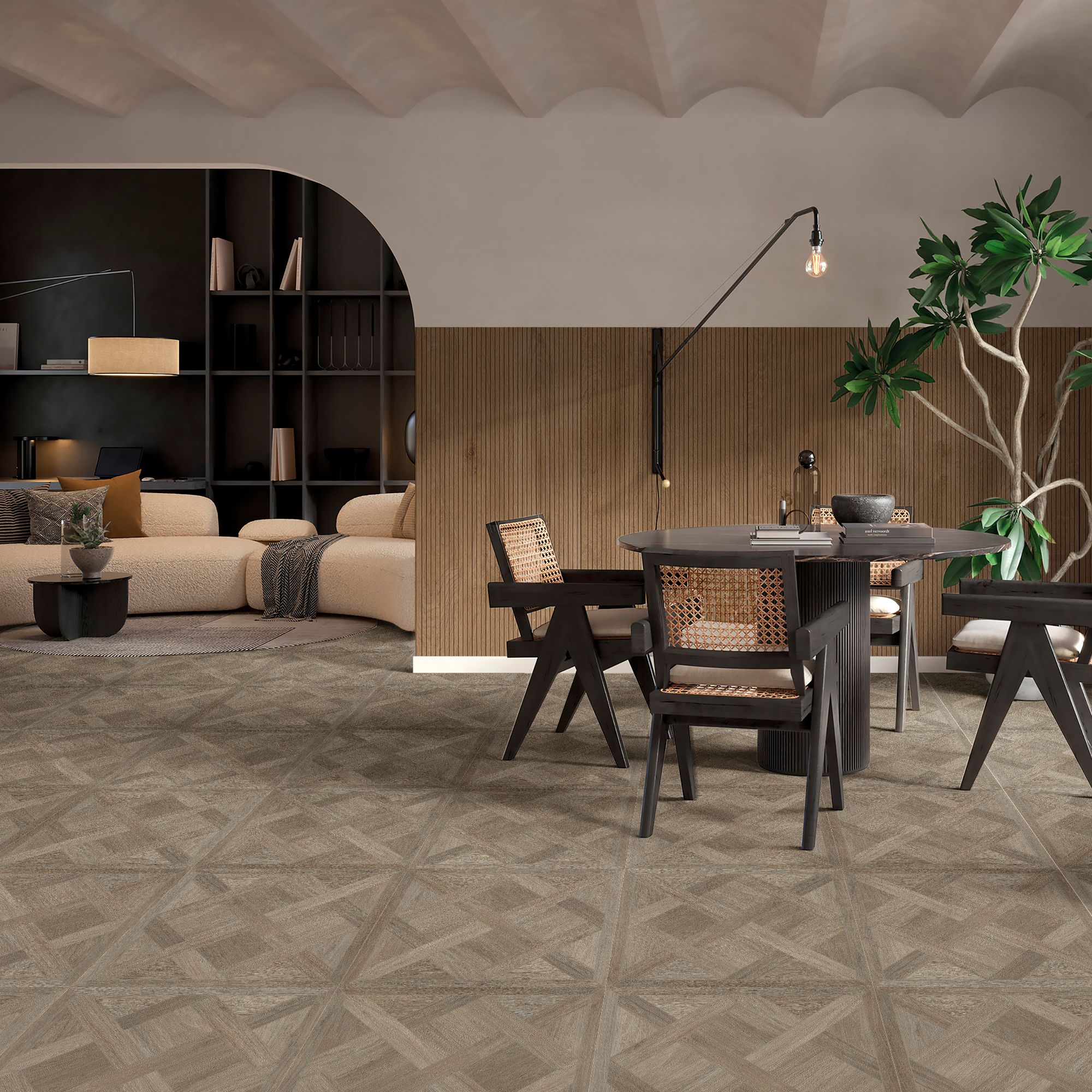 Ottavio Natural Matt Wood effect Porcelain Indoor Wall & floor Tile, Pack of 3, (L)600mm (W)600mm