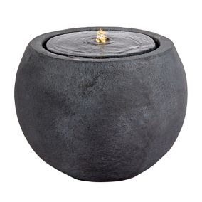 Outdoor Living UK Mains-powered Concrete style ball Water feature with LED lights (H)32.5cm