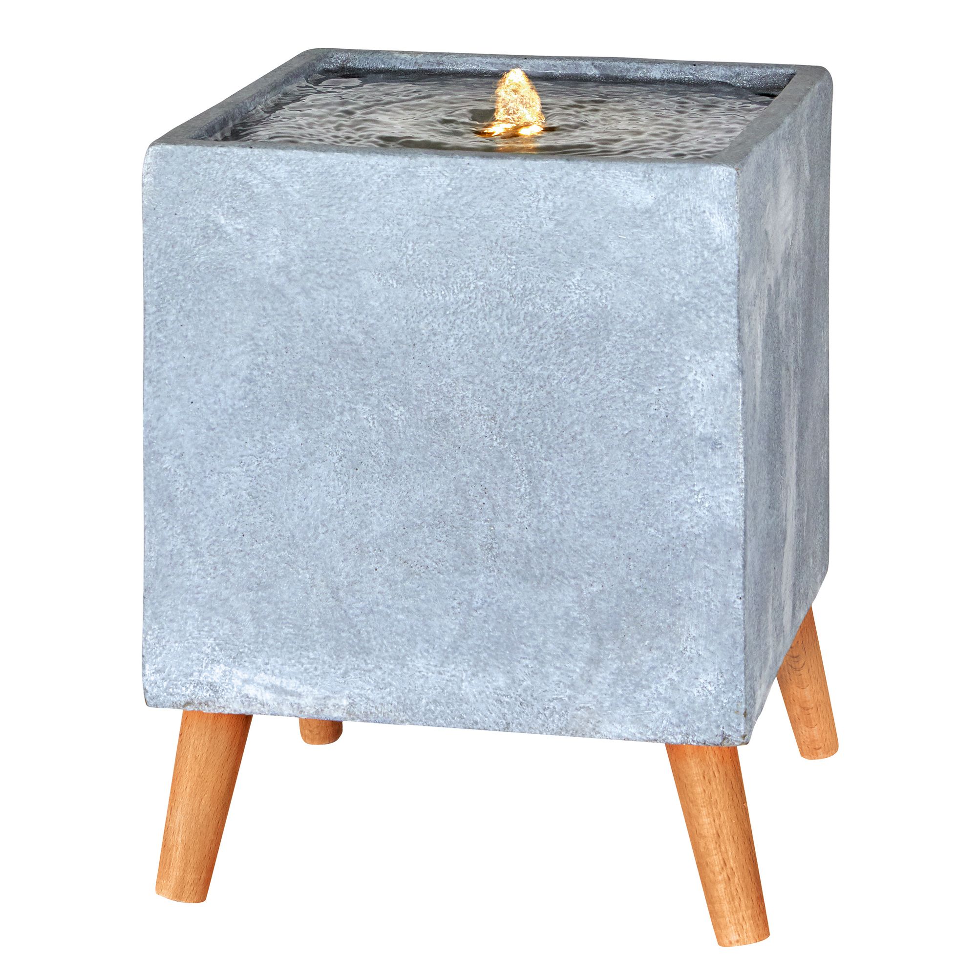 Outdoor Living UK Mains-powered Contemporary square Water feature with LED lights (H)37.5cm