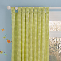 Owl Green & white Spotty Lined Tab top Curtains (W)168cm (L)137cm, Pair