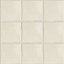 Padstow Cream Gloss Plain Stone effect Ceramic Tile, Pack of 25, (L)100mm (W)100mm