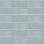 Padstow Sky blue Gloss Plain Stone effect Ceramic Tile, Pack of 22, (L)300mm (W)75mm