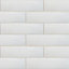Padstow White Gloss Plain Ceramic Tile, Pack of 22, (L)300mm (W)75mm