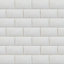 Padstow White Gloss Plain Ceramic Tile, Pack of 44, (L)150mm (W)75mm
