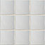 Padstow White Gloss Plain Stone effect Ceramic Tile, Pack of 25, (L)100mm (W)100mm