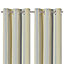 Paeru Yellow Stripes Lined Eyelet Curtain (W)228cm (L)228cm, Pair