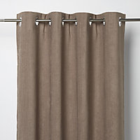 Pahea Brown Chenille Blackout Eyelet Curtain (W)167cm (L)228cm, Single