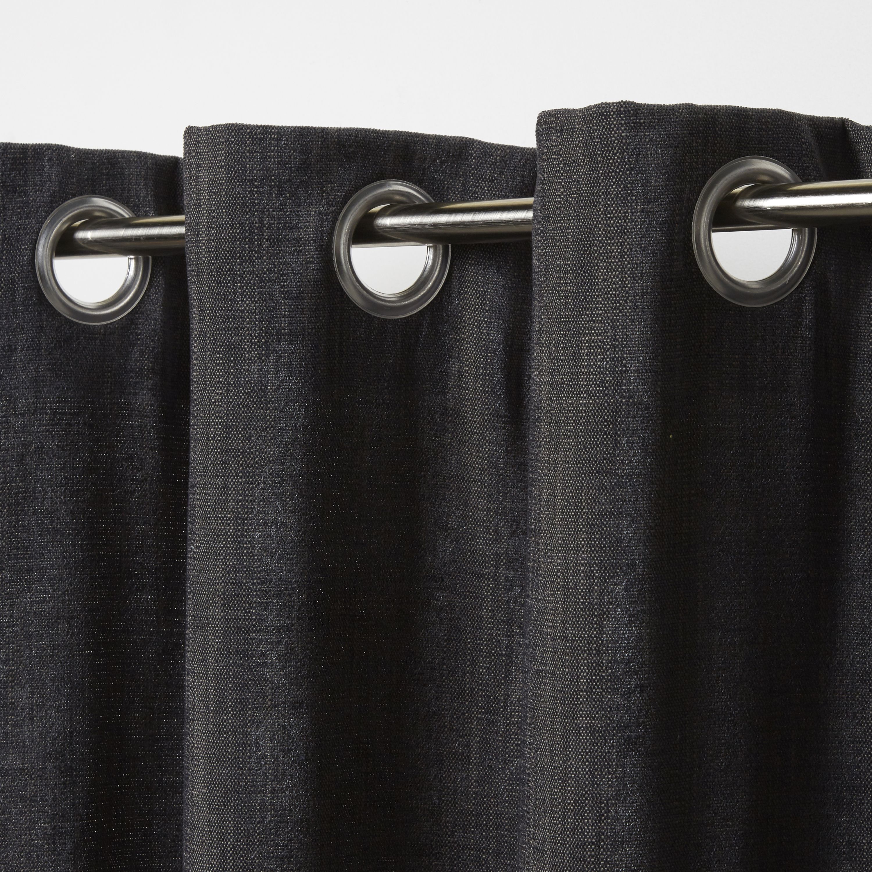 Pahea Dark Grey Chenille Blackout Eyelet Curtain (W)117cm (L)137cm ...