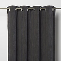 Pahea Dark grey Chenille Blackout Eyelet Curtain (W)167cm (L)183cm, Single
