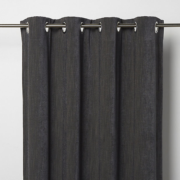 Pahea Dark Grey Chenille Blackout, Grey And Black Blackout Curtains