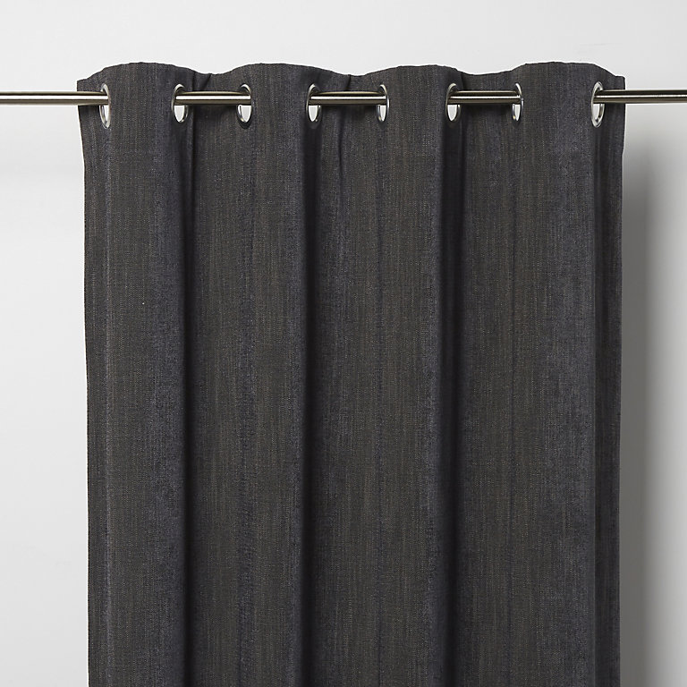 Pahea Dark Grey Chenille Blackout, Black And Grey Curtains