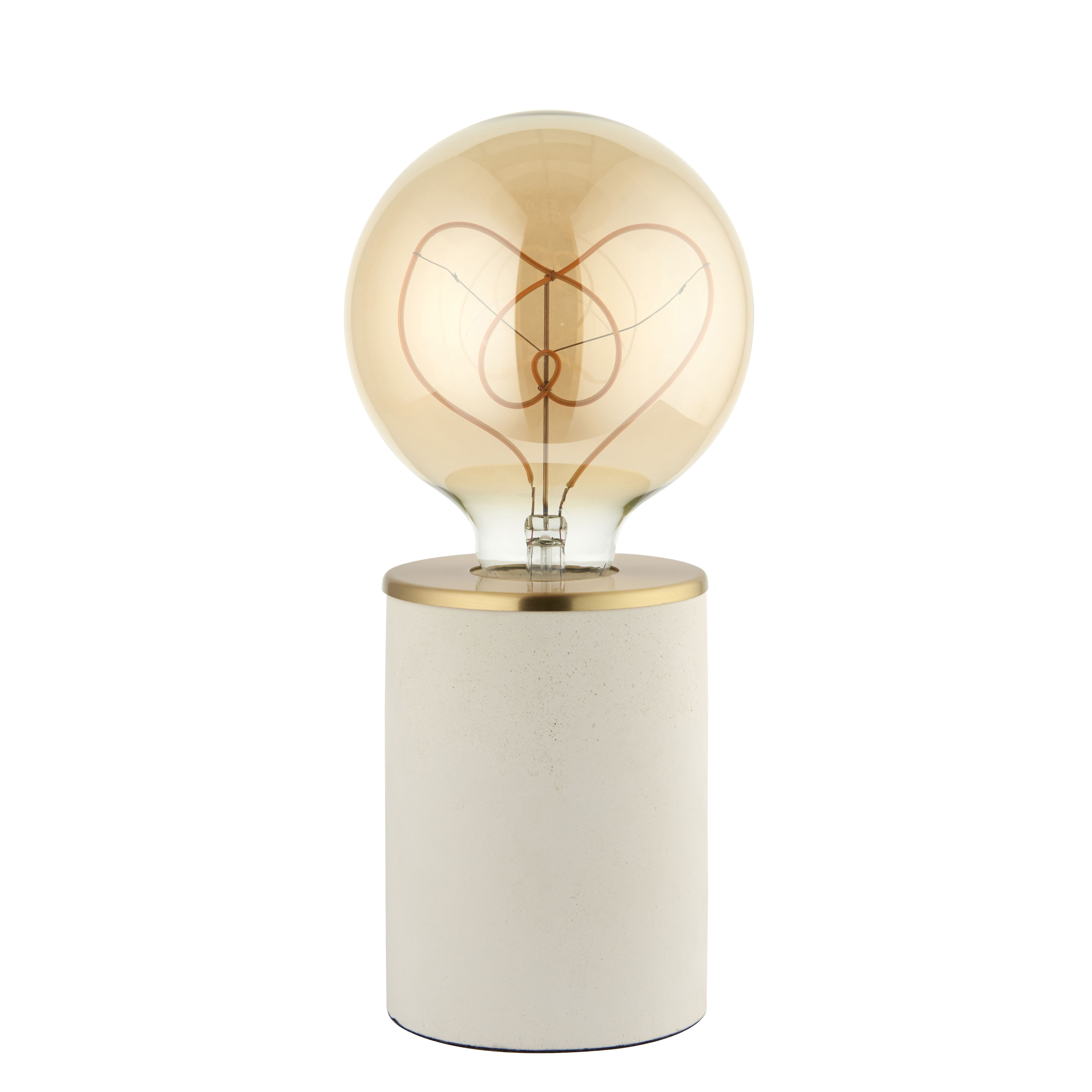 Paige Matt White Concrete effect Cylinder Table lamp