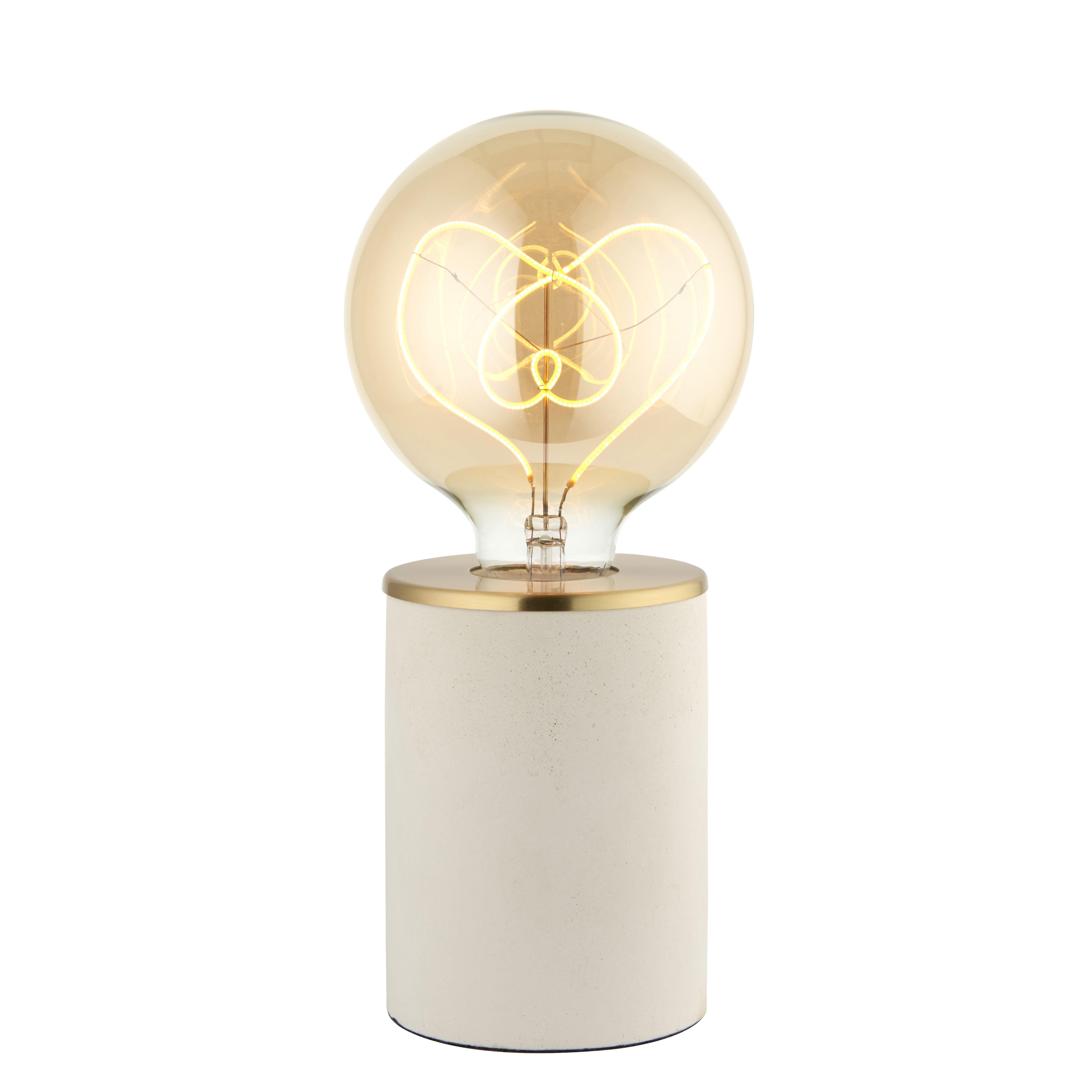 Paige Matt White Concrete effect Cylinder Table lamp