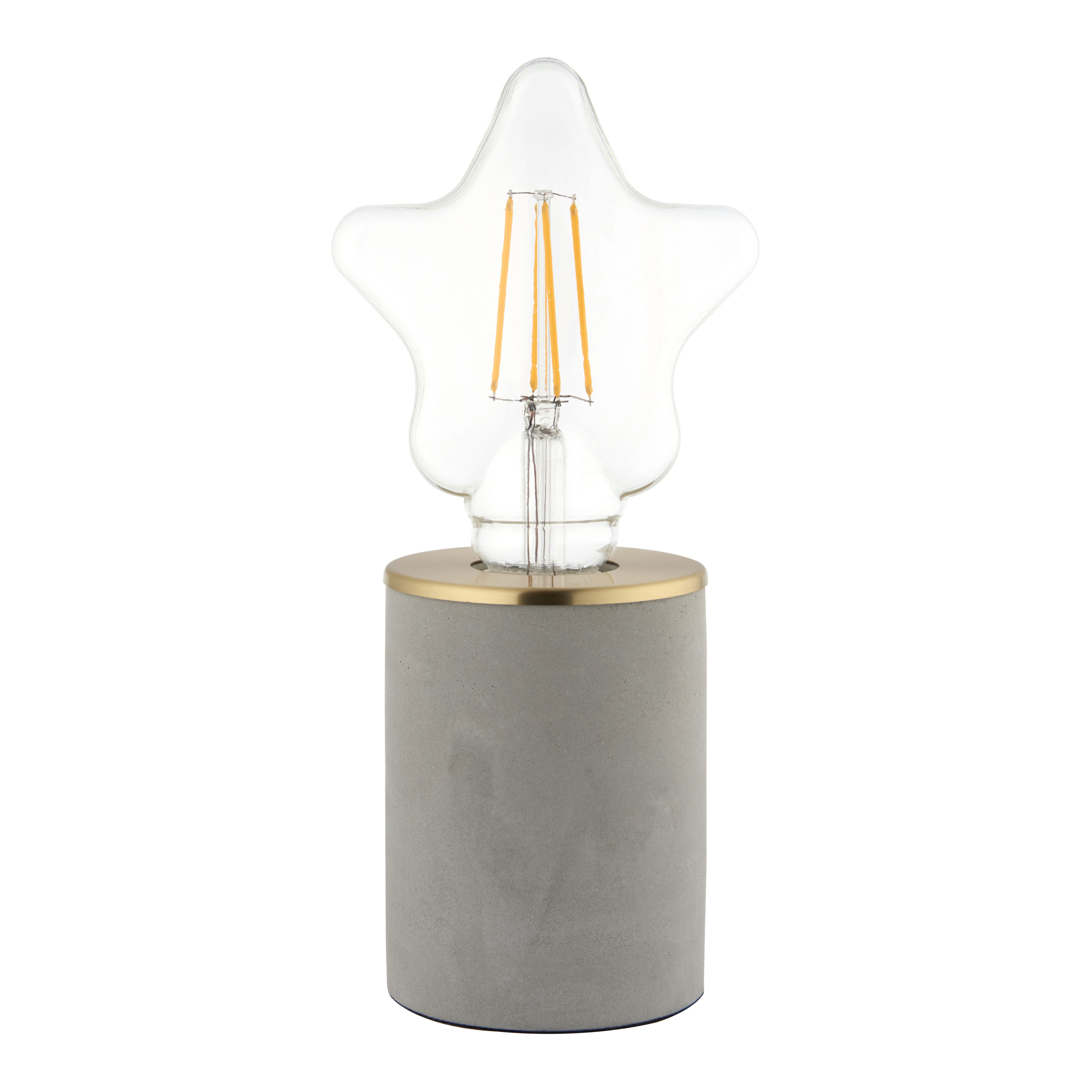 Paige Star Cylinder Matt Grey Concrete effect Table lamp
