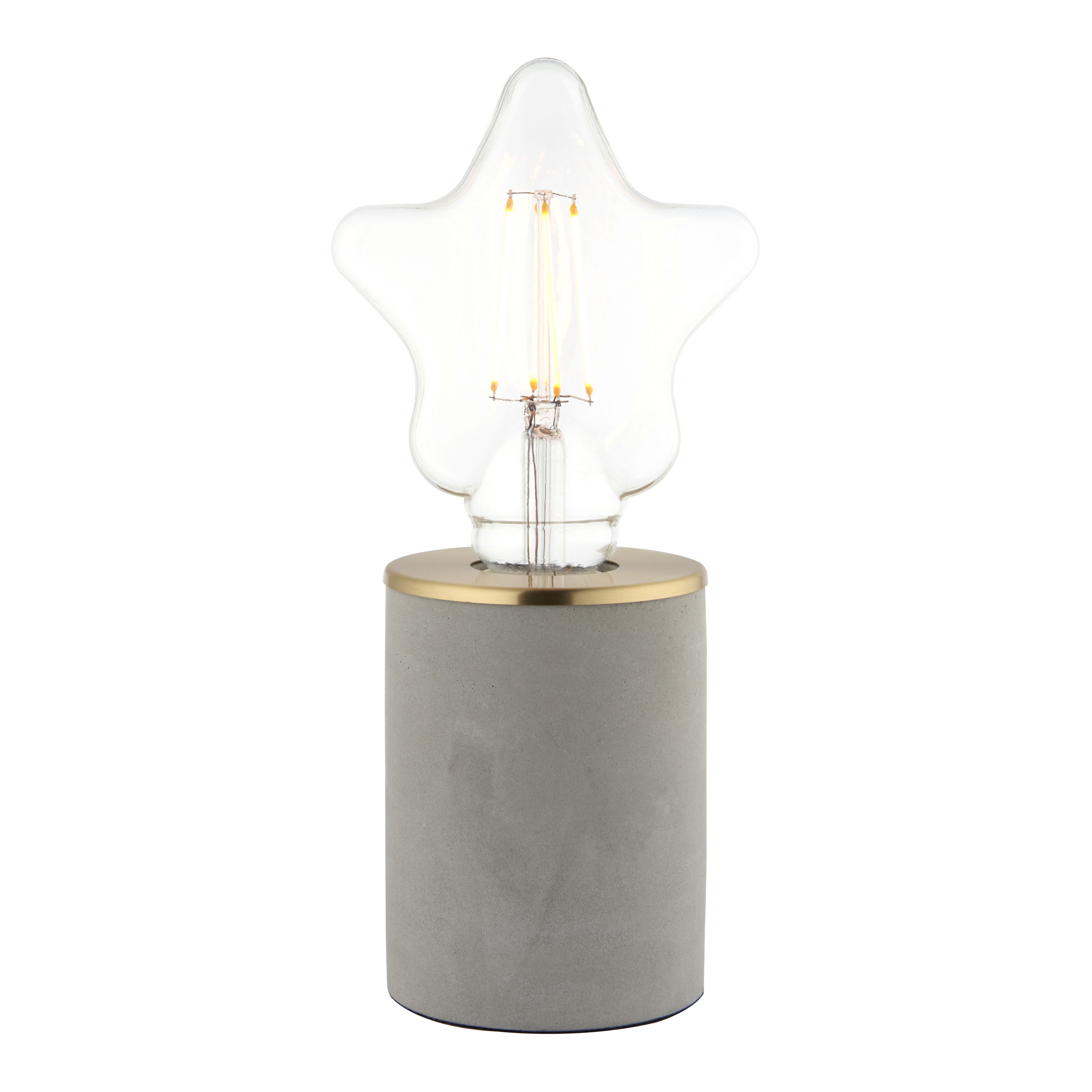 Paige Star Cylinder Matt Grey Concrete effect Table lamp
