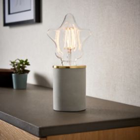 Paige Star Matt Grey Concrete effect Cylinder Table lamp