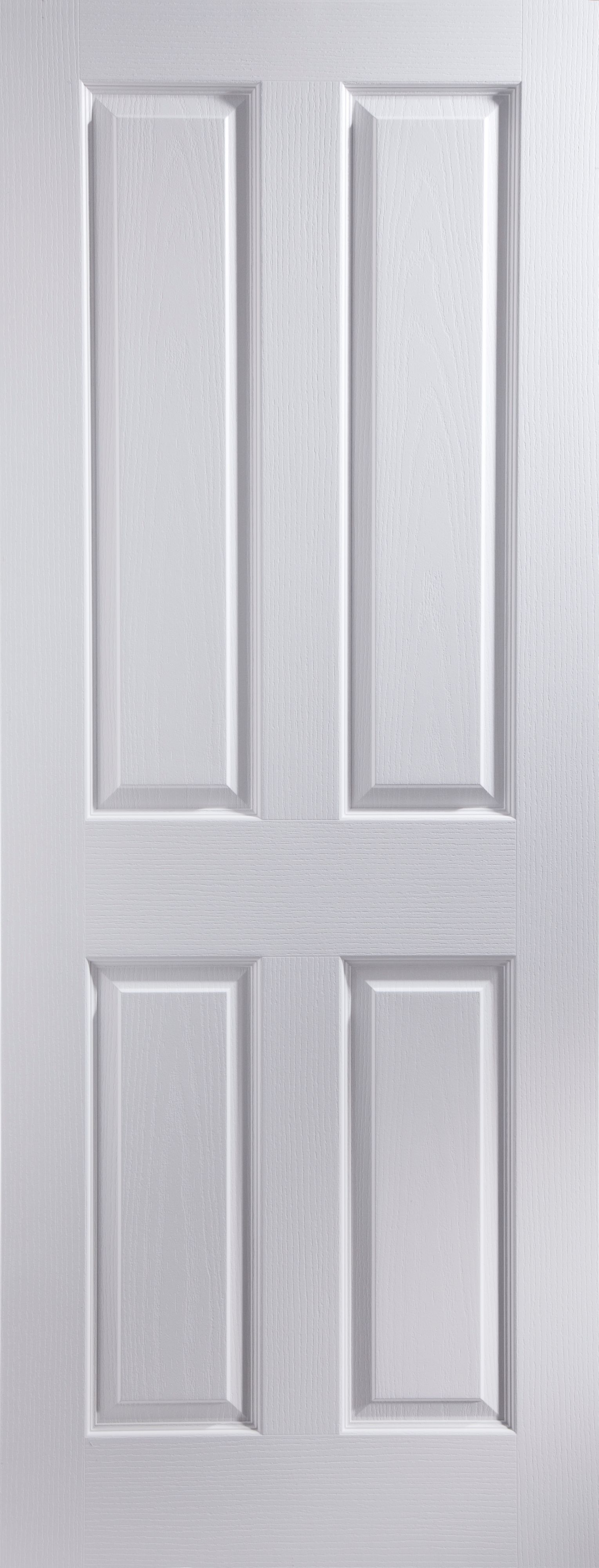 Painted 4 panel Unglazed White Woodgrain effect Internal Door, (H)1981mm (W)762mm (T)35mm