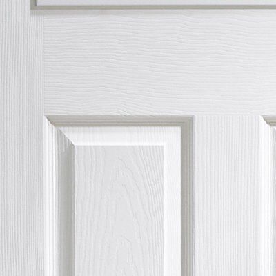 Painted 6 panel Patterned Glazed White Internal Door, (H)1981mm (W)762mm (T)35mm