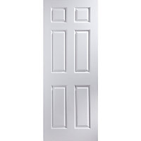 Painted 6 panel Unglazed White Woodgrain effect Internal Door, (H)2040mm (W)726mm (T)40mm