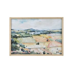 Painted Landscape Natural Framed print (H)50cm x (W)70cm
