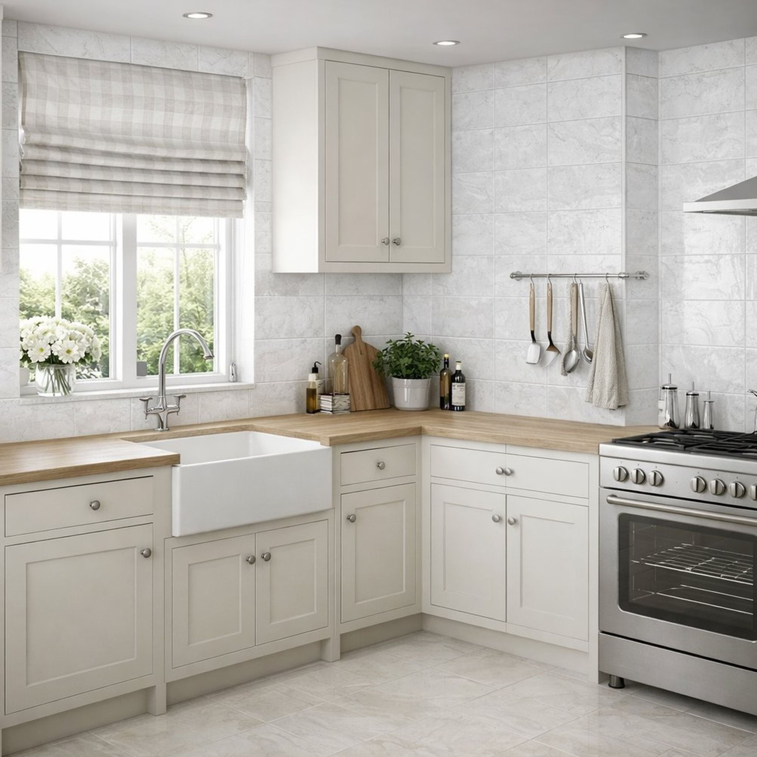Palace White Gloss Stone effect Ceramic Indoor Wall Tile, Pack of 10, (L)400mm (W)250mm