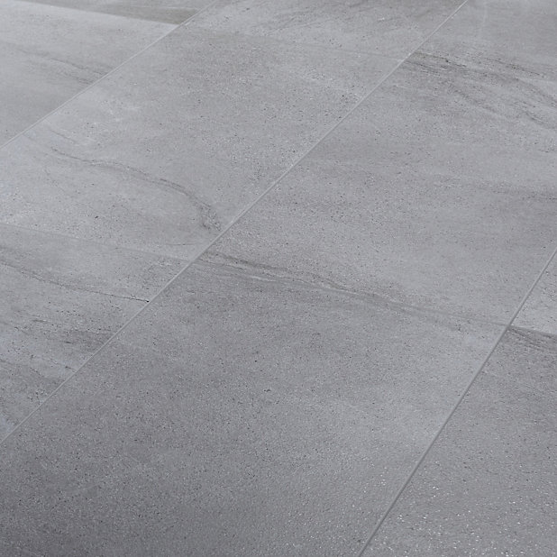 Palemon Grey Matt Stone Effect, Grey Bathroom Tiles B Q