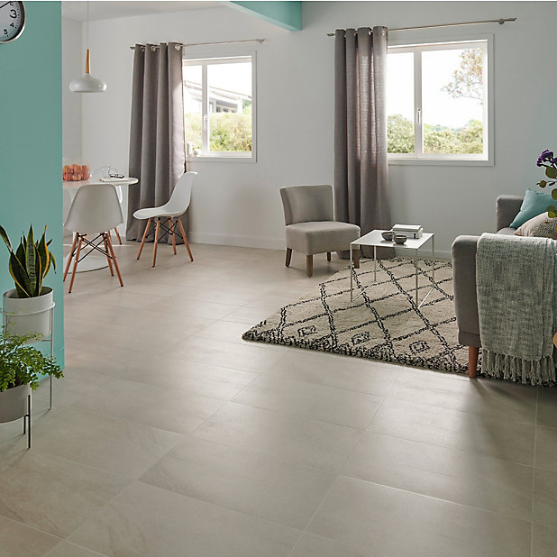 Palemon Ivory Matt Stone Effect, Living Room Floor Tiles B Q