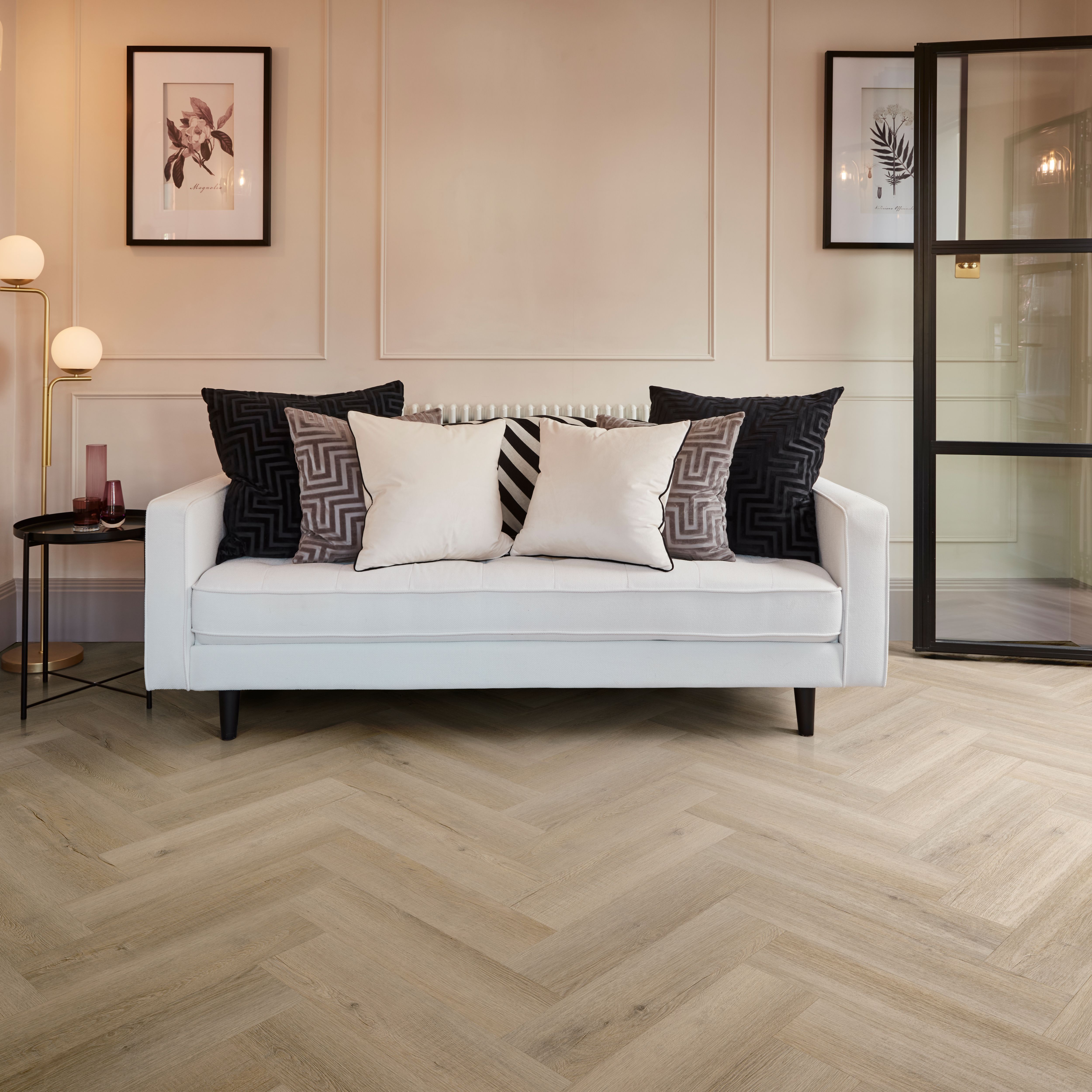 Palio by Karndean Beige & Taupe Oak effect Embossed Herringbone Luxury vinyl click Planks, 1.95m²