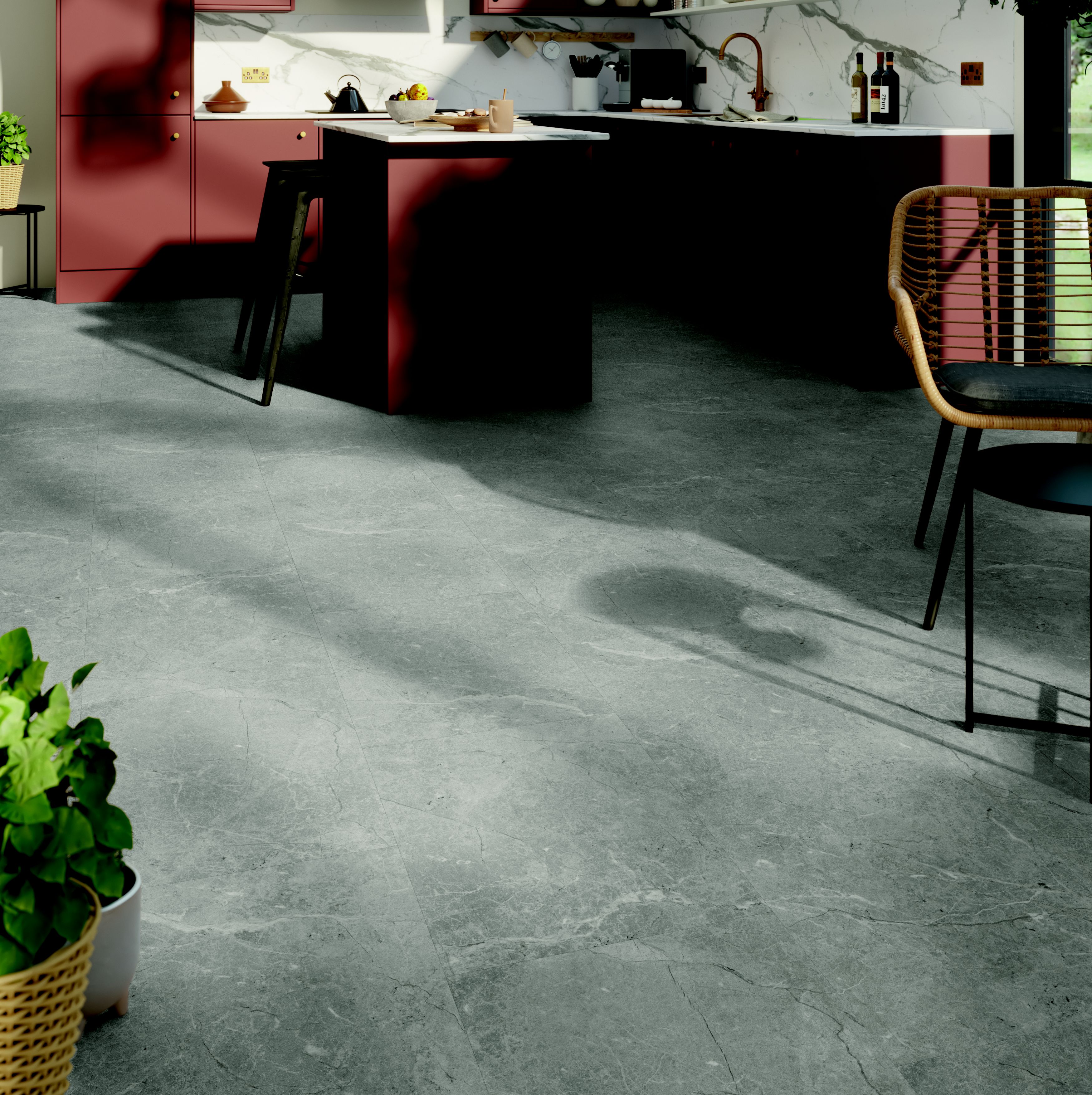 Palio by Karndean Grey Calacatta Marble effect Embossed Luxury vinyl click Tile, 2.74m²