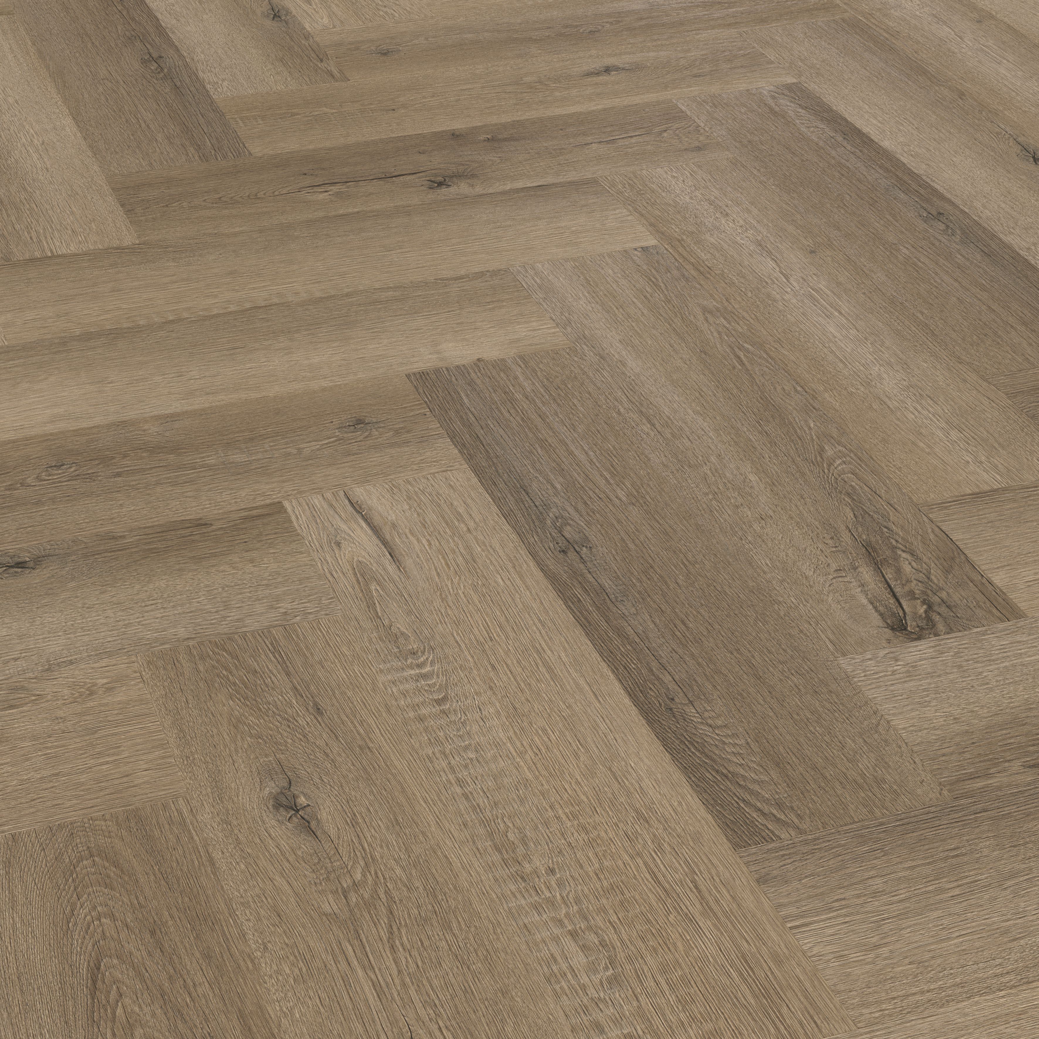 Palio by Karndean Mid Brown Oak effect Embossed Herringbone Luxury vinyl click Planks, 1.95m²