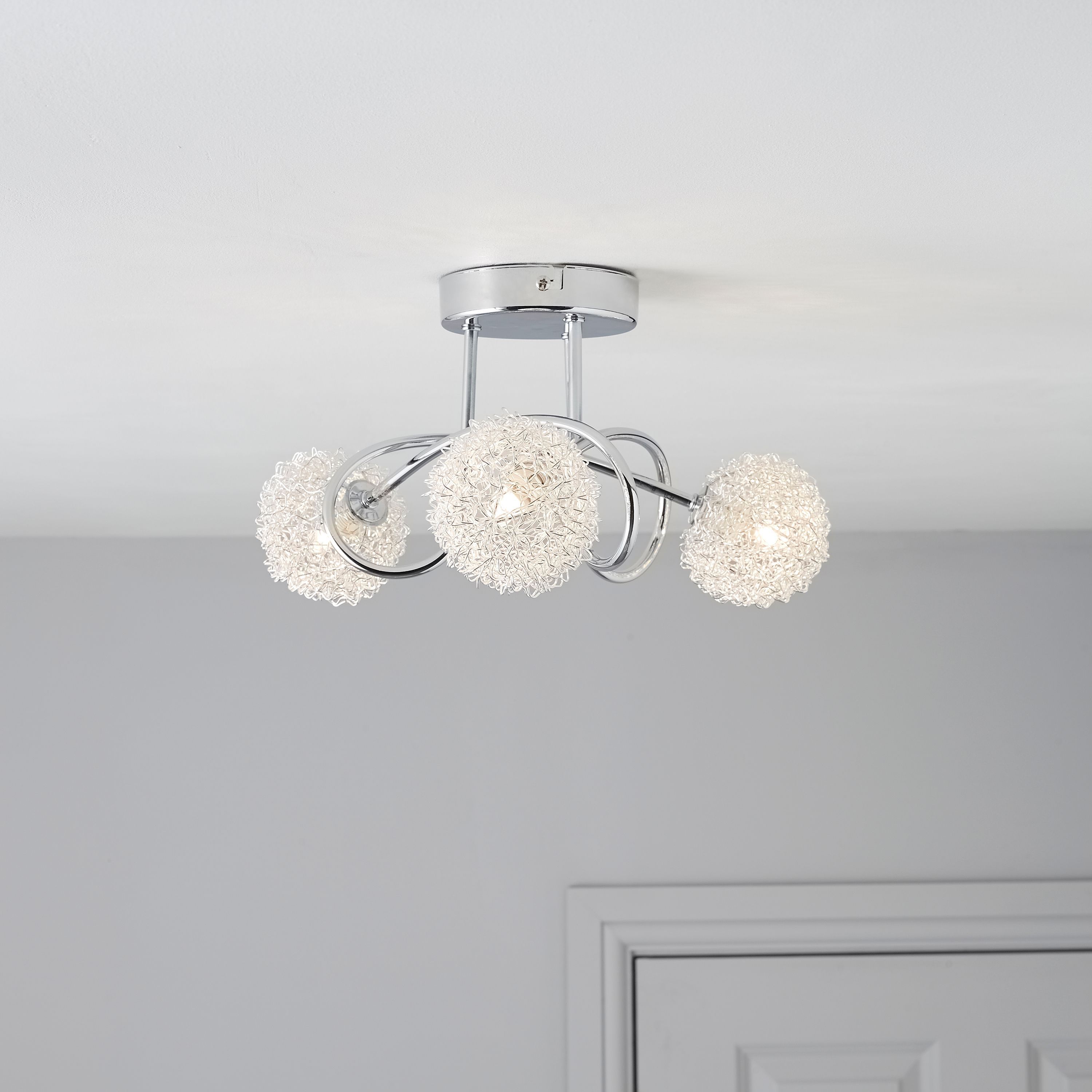 Pallas Chrome effect 3 Lamp Ceiling light DIY at B&Q