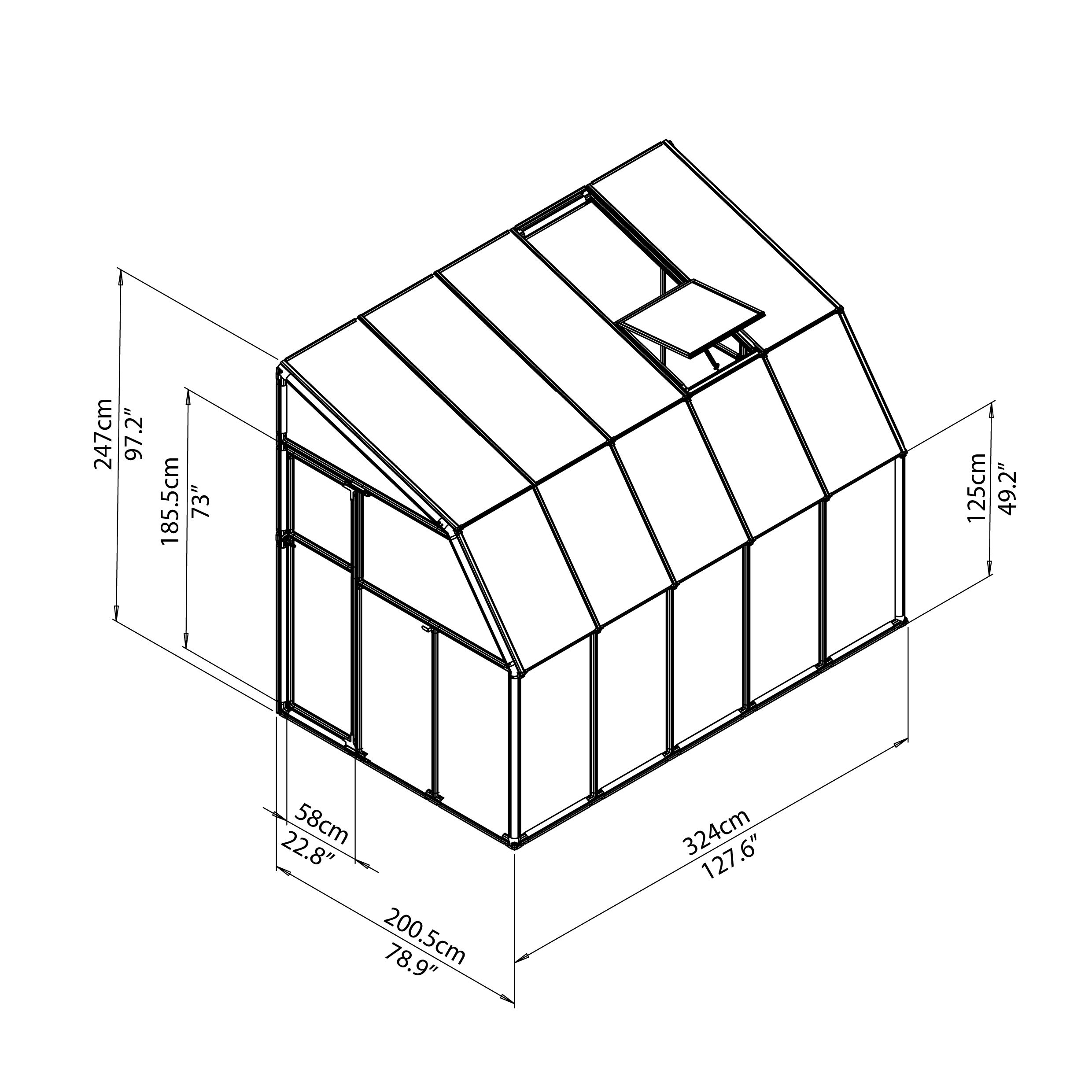 Palram - Canopia 10x6 ft & 1 window Barn Plastic Sun room