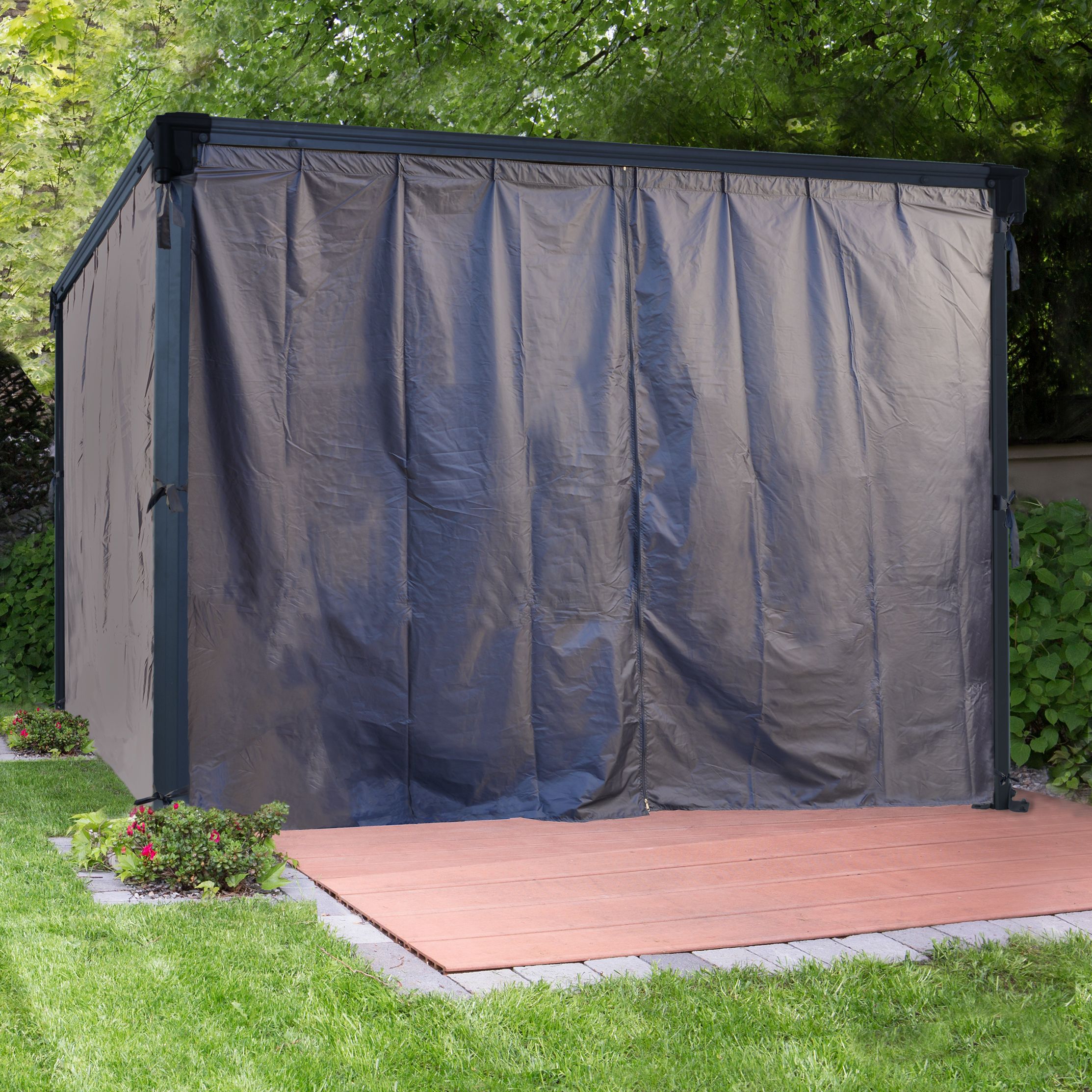 Palram - Canopia 4K Series Grey Polyester (PES) Gazebo curtain, Pack of ...