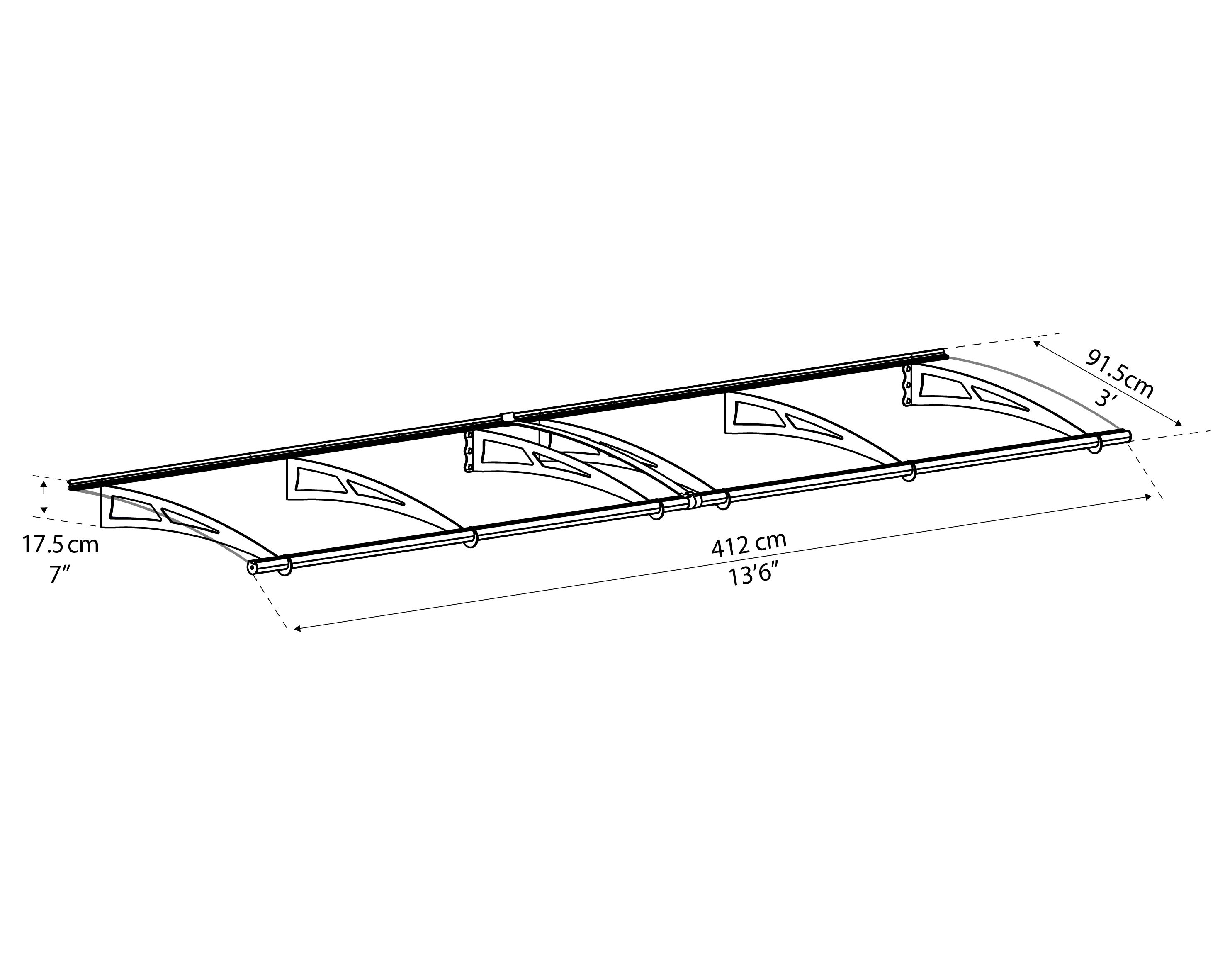 Palram - Canopia Aquila Door canopy, (H)175mm (W)4120mm (D)915mm
