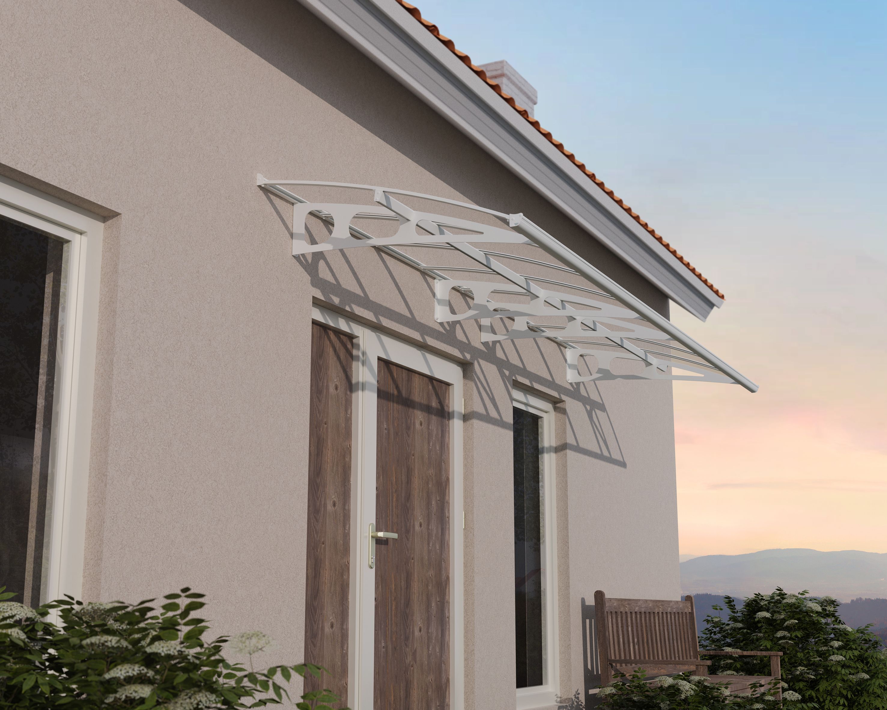 Palram - Canopia Bordeaux Door canopy, (H)330mm (W)4470mm (D)139mm