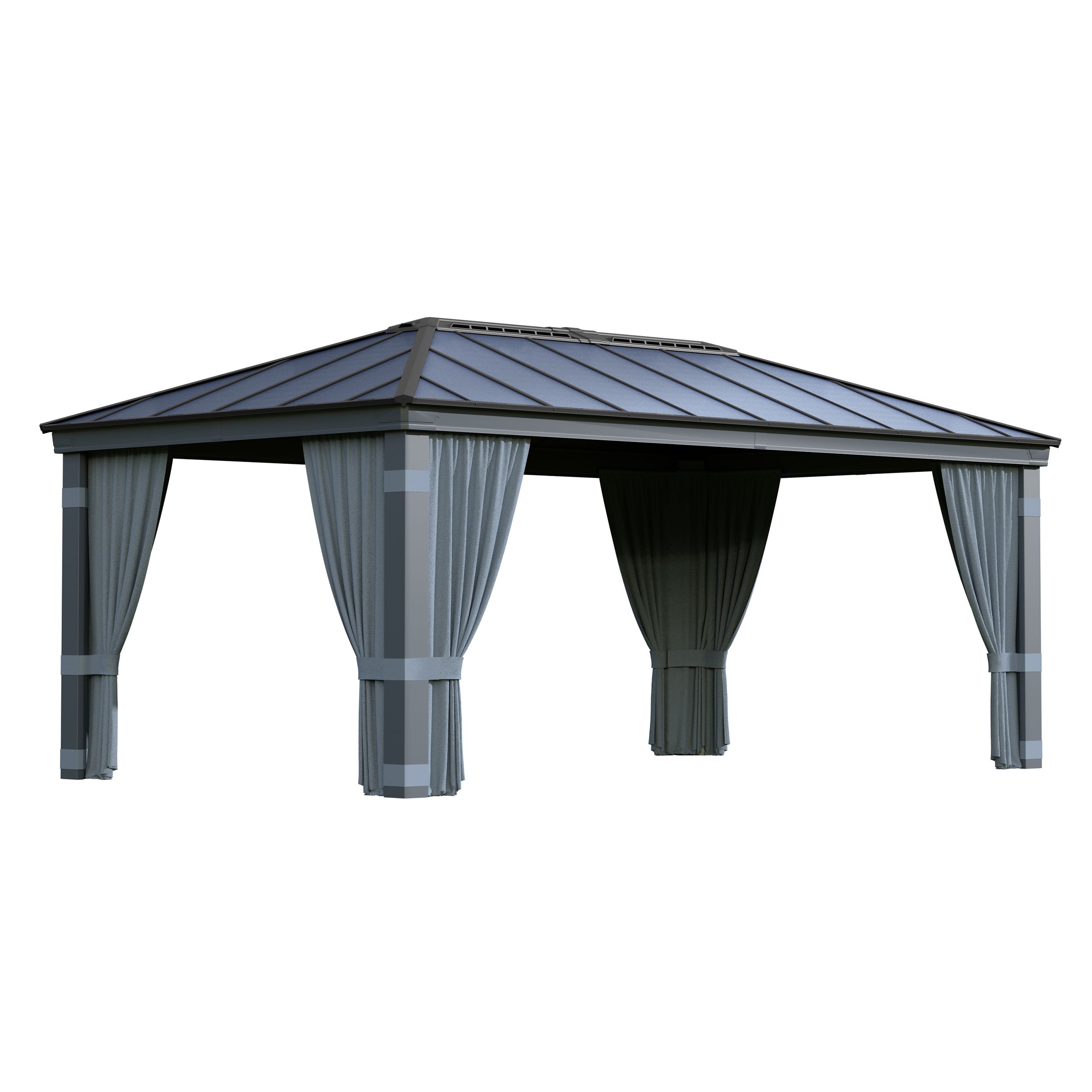 Palram - Canopia Dallas Grey Gazebo curtain, Pack of 4 (L)2120mm (W)5070mm