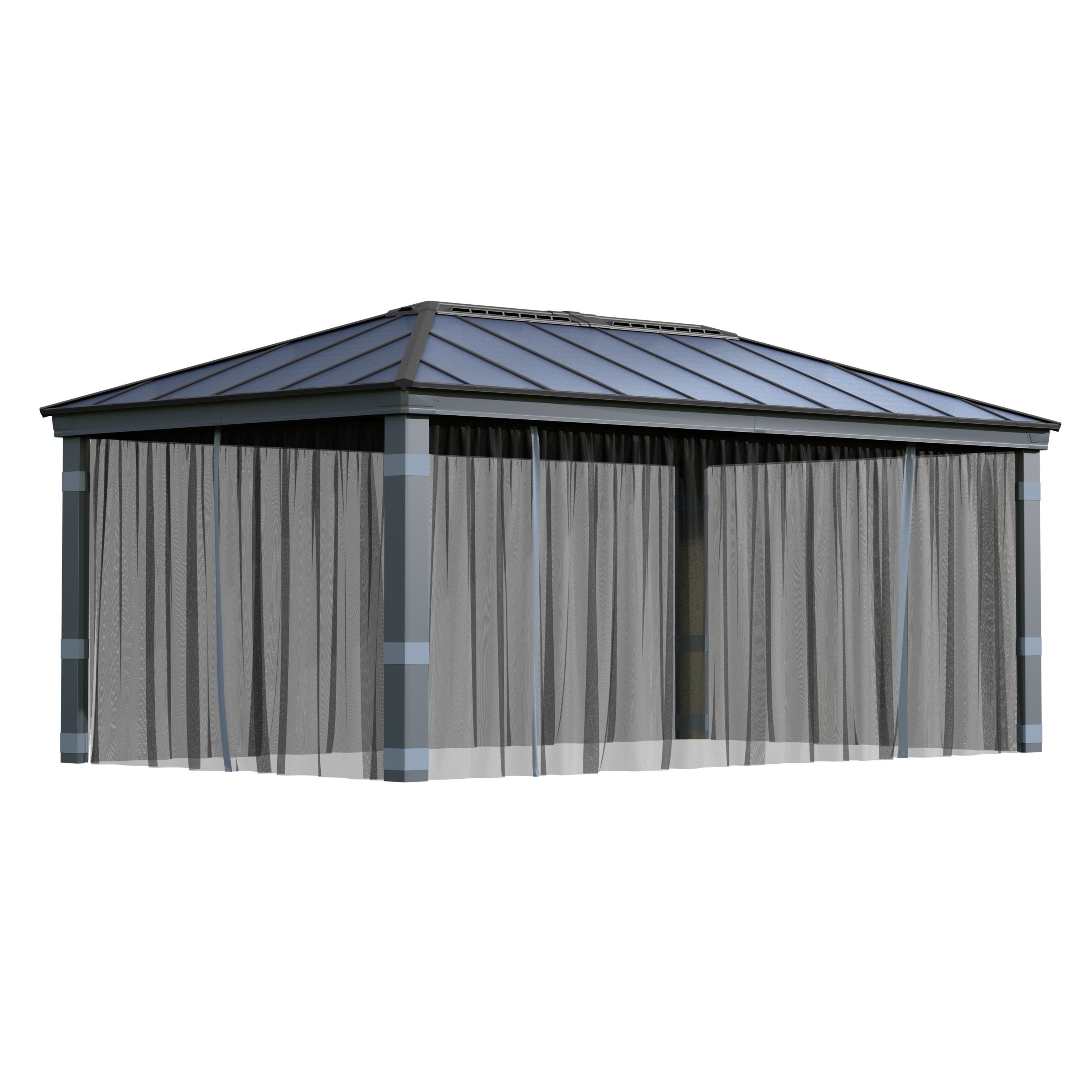 Palram - Canopia Dallas Grey Gazebo netting, Pack of 4 (L)2120mm (W)5070mm