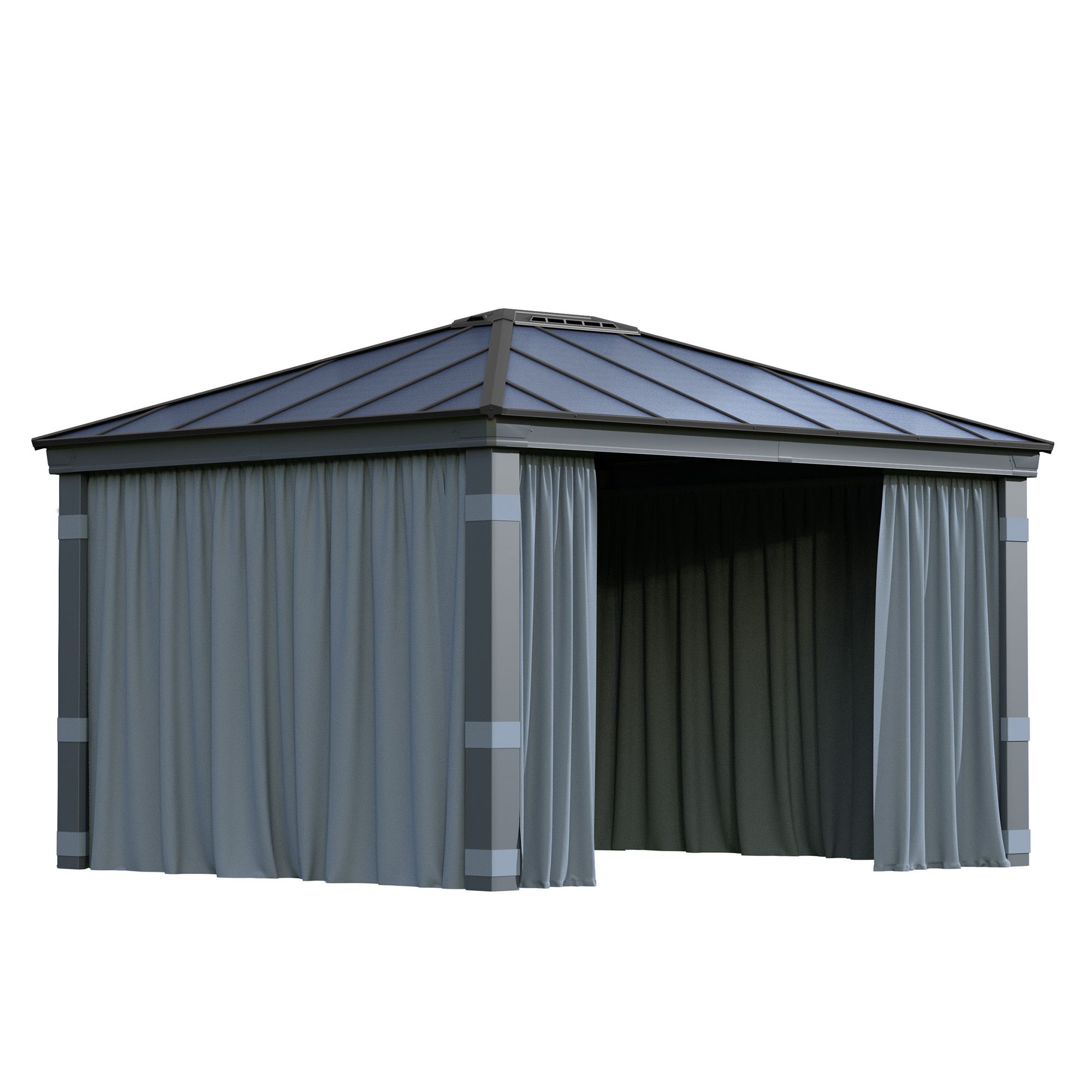 Palram - Canopia Dallas Grey Polyester (PES) Gazebo curtain, Pack of 4 ...