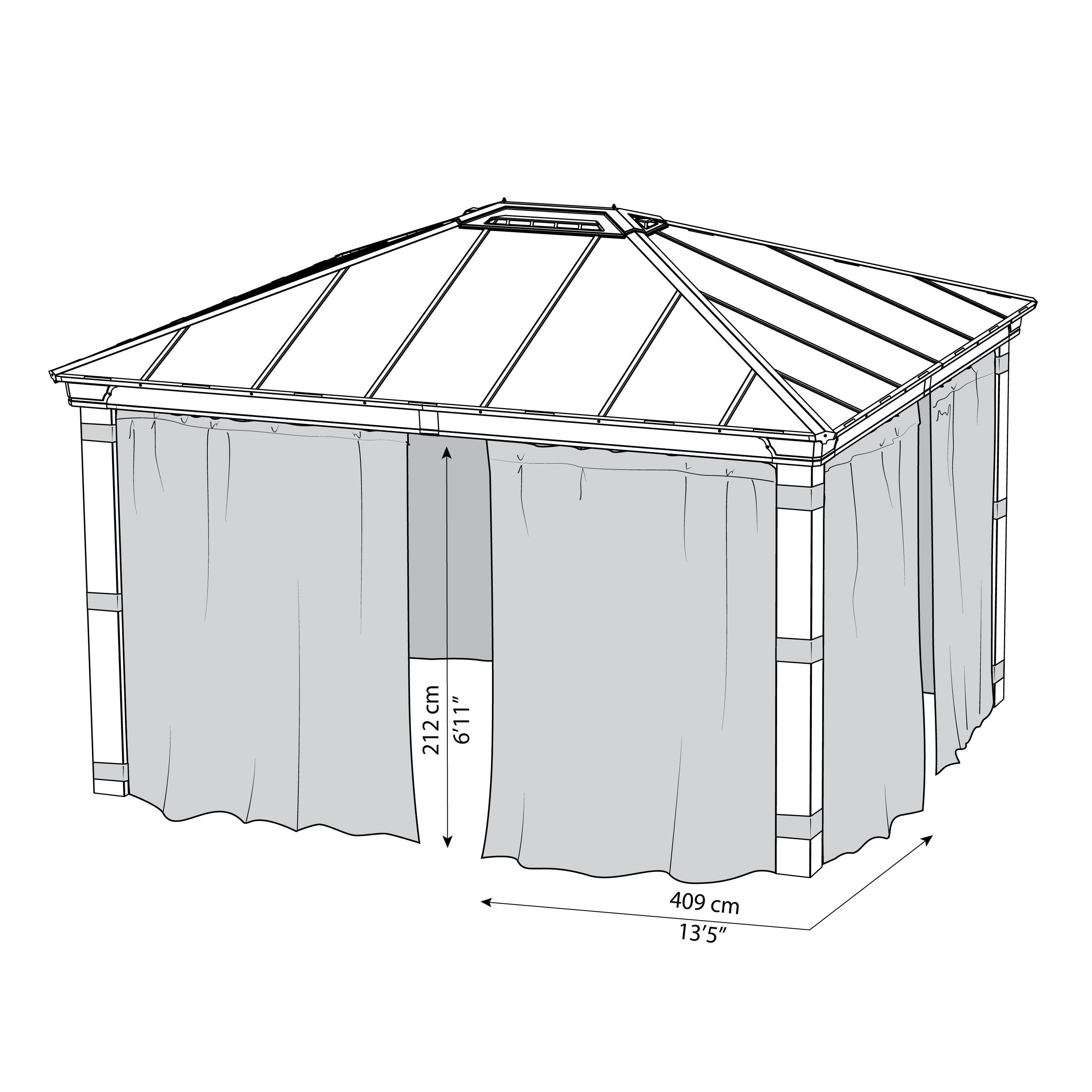 Palram - Canopia Grey Gazebo curtain, Pack of 4 (L)2120mm (W)4090mm