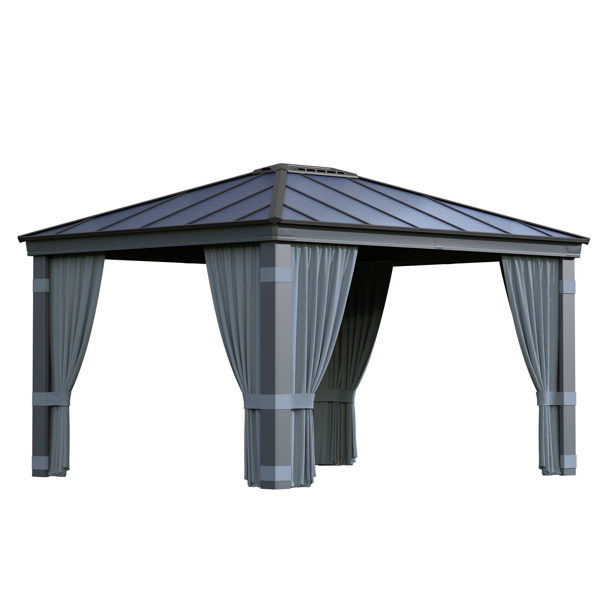 Palram - Canopia Grey Gazebo curtain, Pack of 4 (L)2120mm (W)4090mm