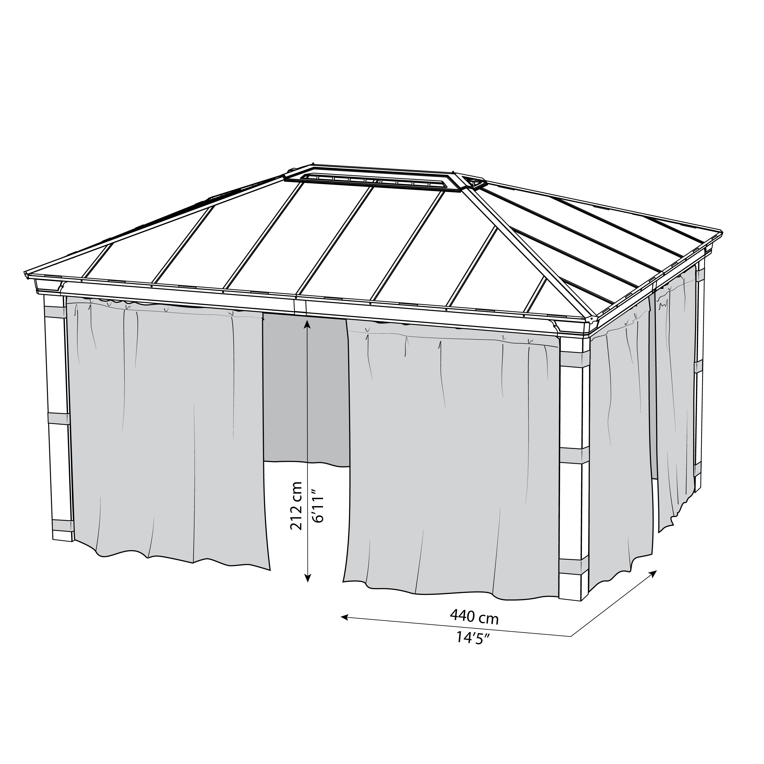 Palram - Canopia Grey Gazebo curtain, Pack of 4 (L)2120mm (W)4400mm
