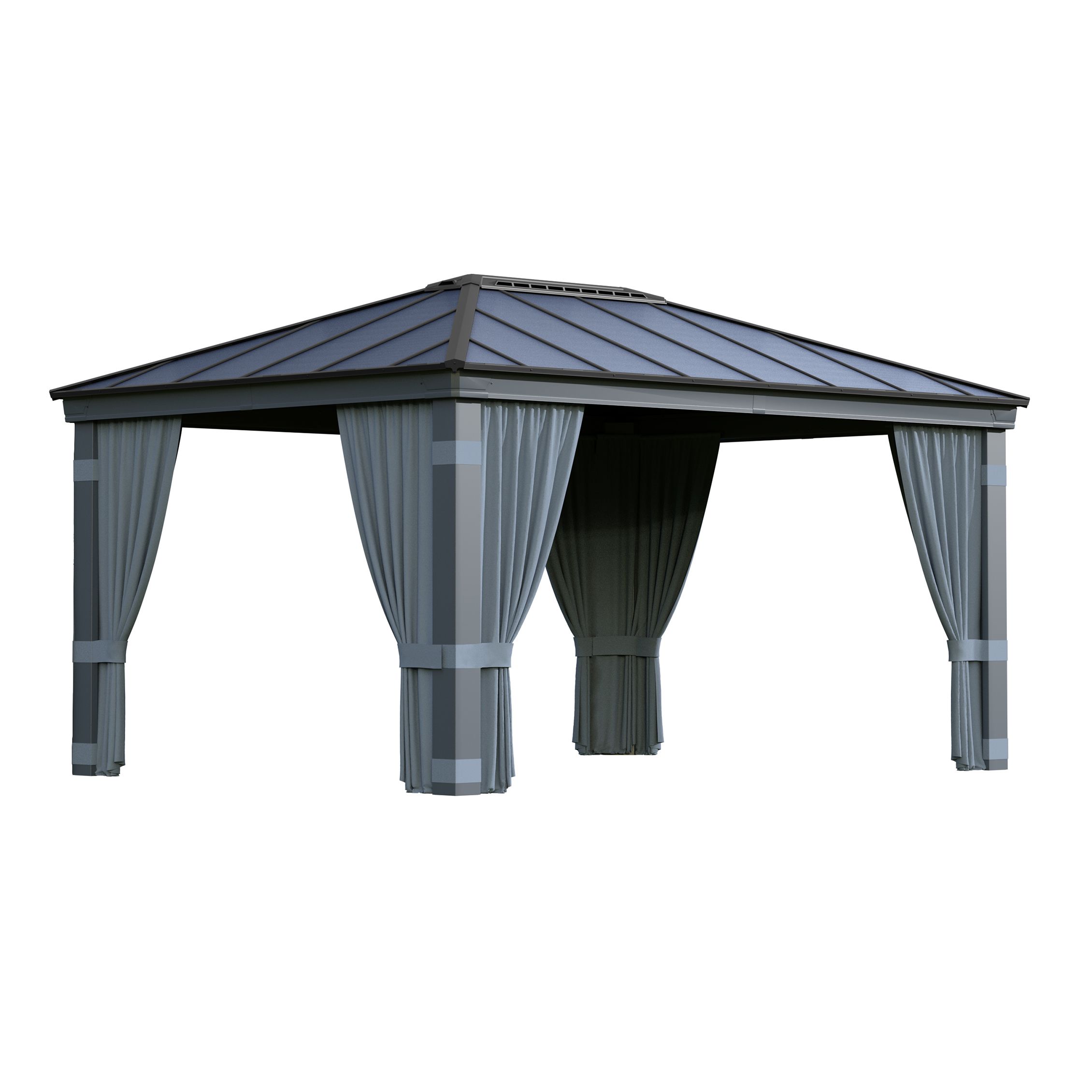 Palram - Canopia Grey Gazebo curtain, Pack of 4 (L)2120mm (W)4400mm