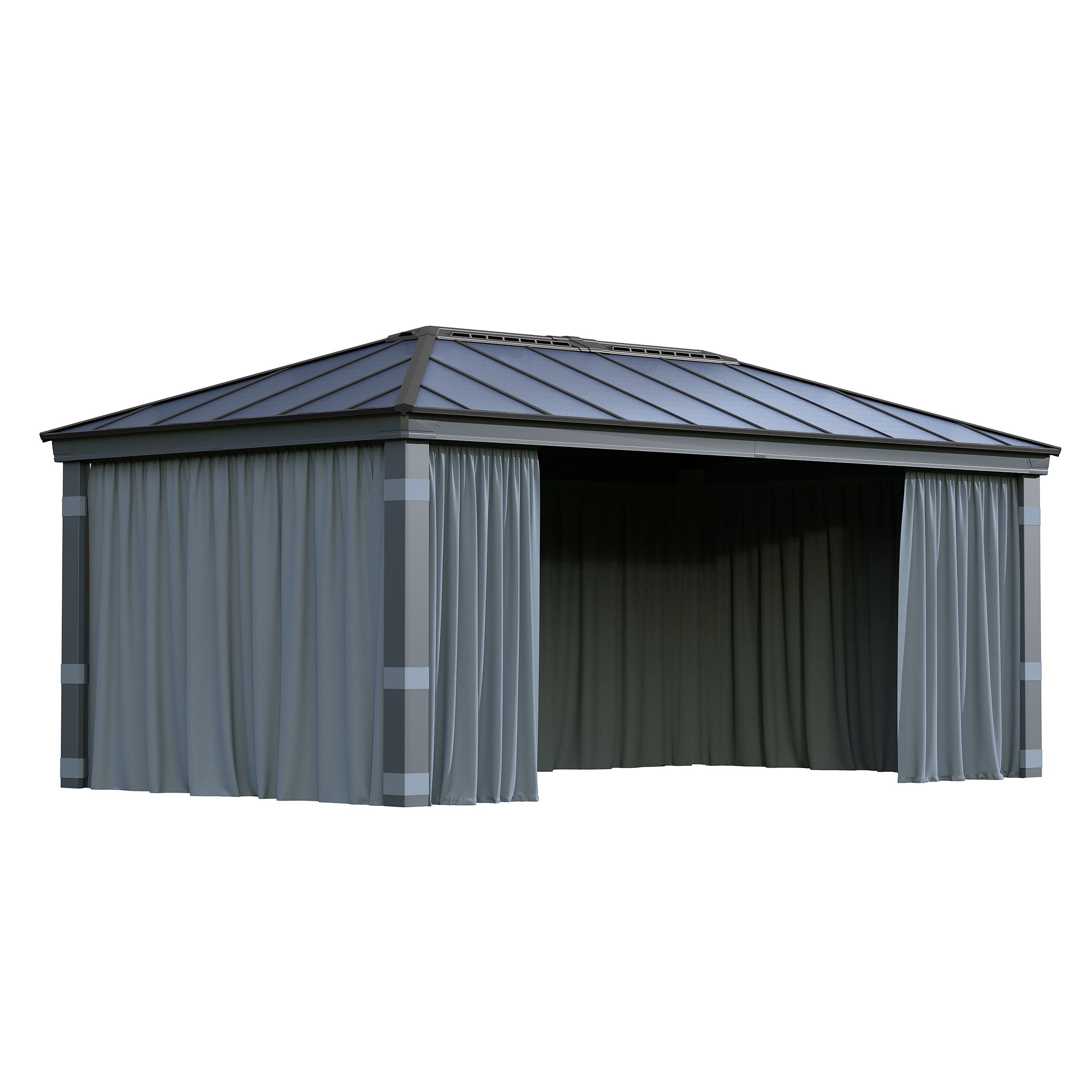 Palram - Canopia Grey Gazebo curtain, Pack of 4 (L)2120mm (W)5070mm