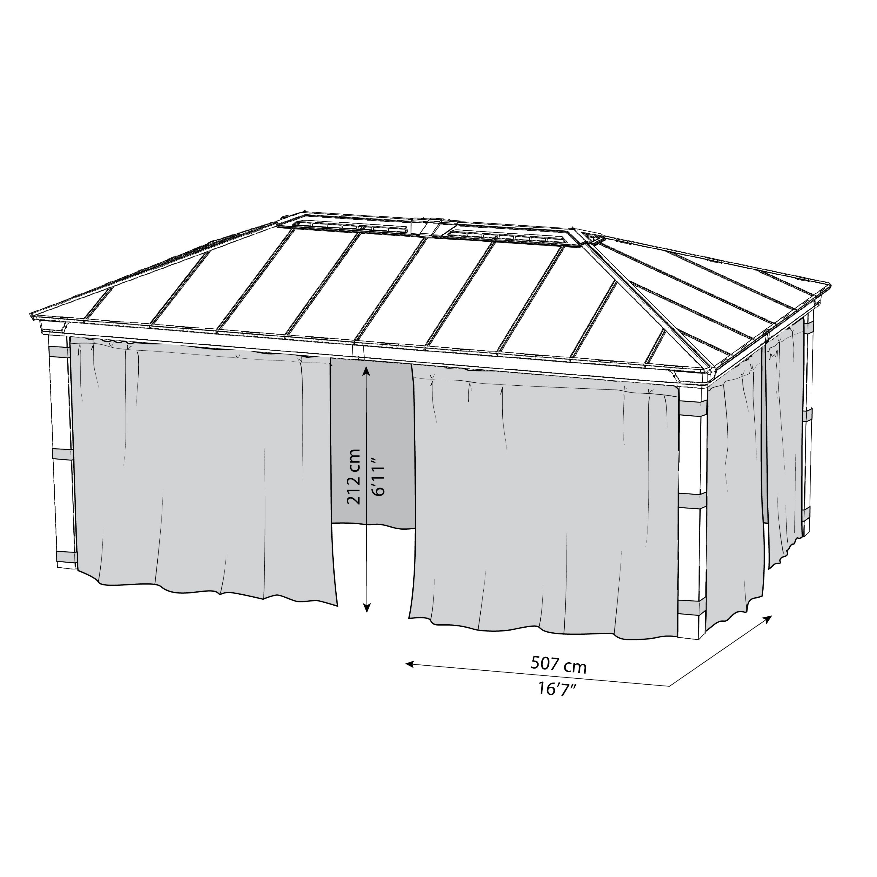Palram - Canopia Grey Gazebo curtain, Pack of 4 (L)2120mm (W)5070mm