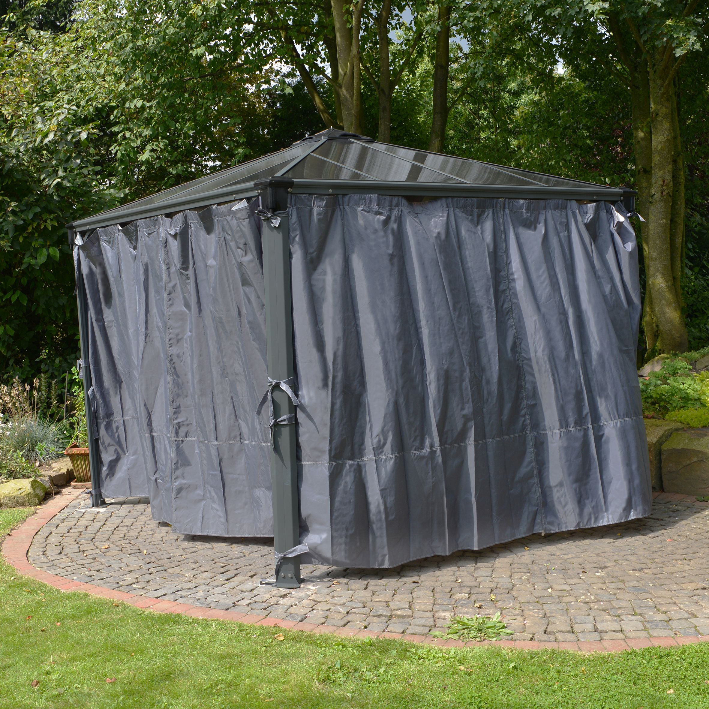 Palram - Canopia Grey Gazebo curtain, Pack of 4 (L)2170mm (W)3660mm